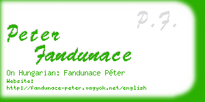 peter fandunace business card